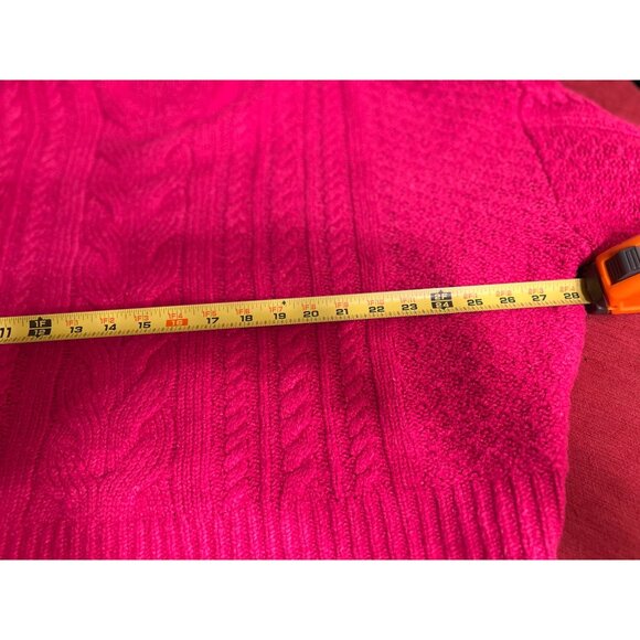 PILCRO Pink Cable Knit Sweater XL Chunky Mock Neck Oversized Cozy Boho Fall Wint - Picture 4 of 12